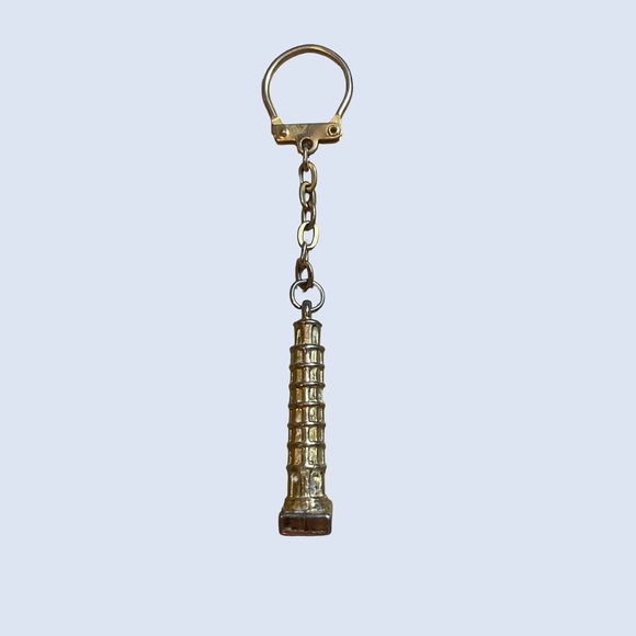 Gold Color Souvenir Leaning Tower of Pisa Keychain - Picture 6 of 7